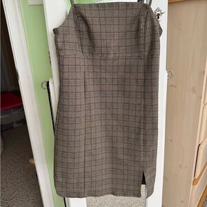 Garage Brown/Tan/Gray Plaid Dress Knee-Length